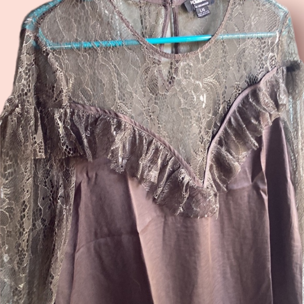 NWT Silky Lace Yoke Blouse - Picture 8 of 10